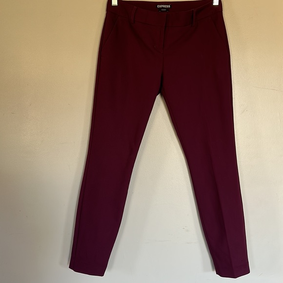Express Low Rise Columnist Ankle Dress Pants - Burgundy - 0 Regular - Picture 4 of 14